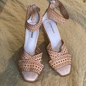 Jeffrey Campbell Besante St Leather Cut-Out Wedge Sandals w/ Zip Back